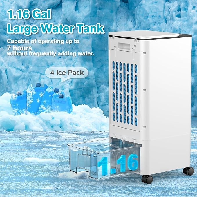 Windowless Portable Air Conditoners, 3-IN-1 Portable AC w/Remote, 12H Timer &1.16Gal Tank, 45° Oscillation, 3 Modes & Speeds