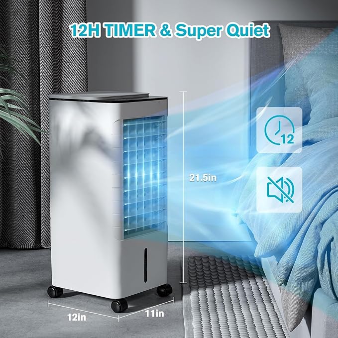 Windowless Portable Air Conditoners, 3-IN-1 Portable AC w/Remote, 12H Timer &1.16Gal Tank, 45° Oscillation, 3 Modes & Speeds