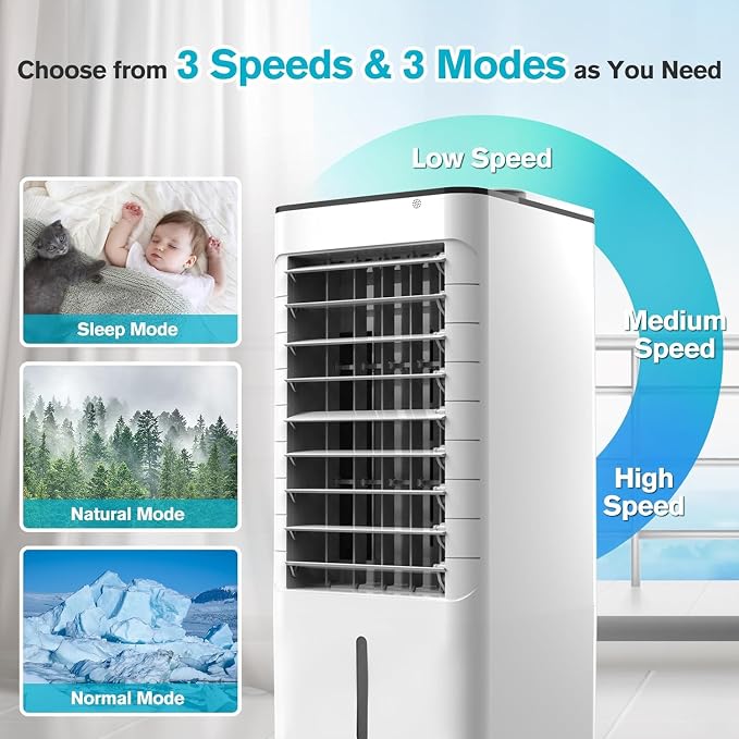 Windowless Portable Air Conditoners, 3-IN-1 Portable AC w/Remote, 12H Timer &1.16Gal Tank, 45° Oscillation, 3 Modes & Speeds