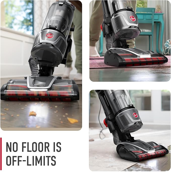 WindTunnel All-Terrain Dual Brush Roll Bagless Vacuum Cleaner, Corded Upright Vacuum, HEPA Media Filtration, Headlights