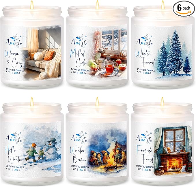 Winter Candle Set | 6 Pack Christmas Scented Candles for Home - Holiday Soy Candle Gift Set for Women Men, product image