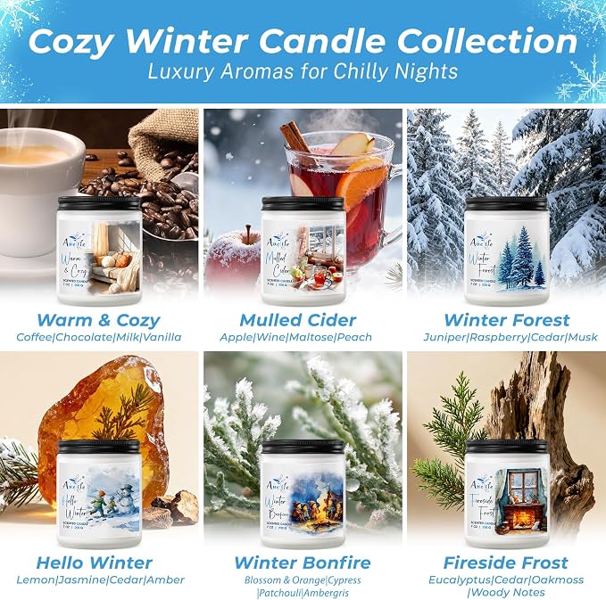 Winter Candle Set | 6 Pack Christmas Scented Candles for Home - Holiday Soy Candle Gift Set for Women Men, alternate product