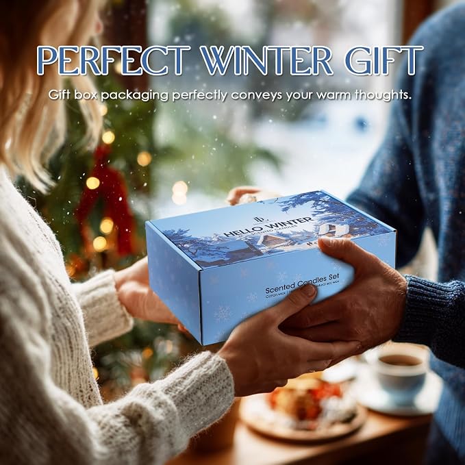 Winter Candle Set, 6 Pack Soy Candles for Home,Candle Gifts for Women Men, Winter Scents of Gingerbread/Apple Cinnamon/Coffee
