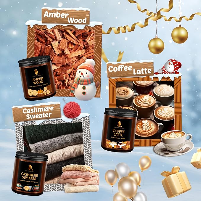 Winter Candle Set, 6 Pack Soy Candles for Home,Candle Gifts for Women Men, Winter Scents of Gingerbread/Apple Cinnamon/Coffee