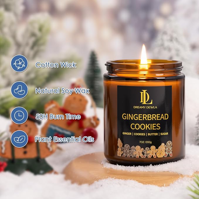 Winter Candle Set, Candles for Home Scented, 4 Pack Soy Candles Gifts for Women Men, Winter Scents of Gingerbread
