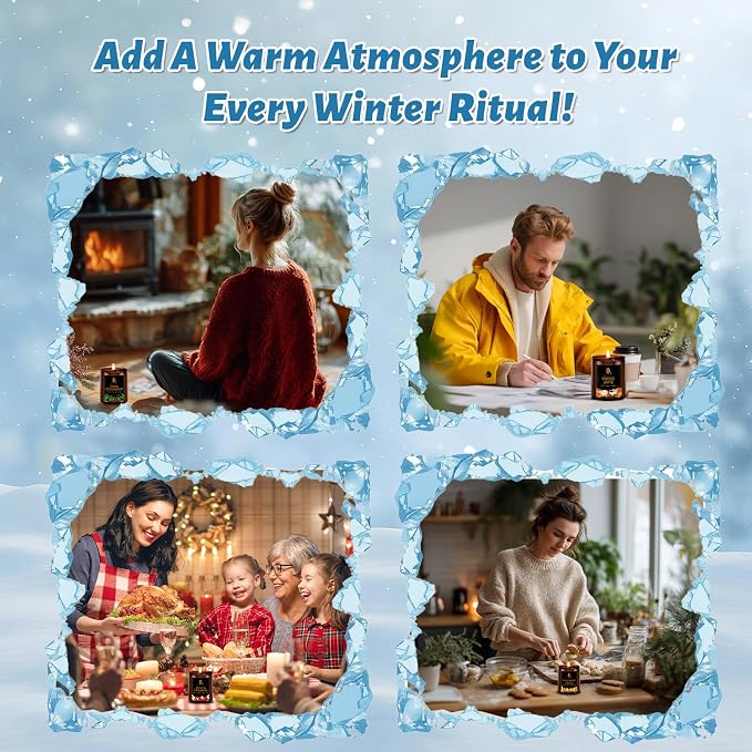 Winter Candle Set, Candles for Home Scented, 4 Pack Soy Candles Gifts for Women Men, Winter Scents of Gingerbread