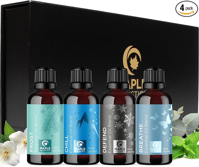 Winter Essential Oils Set for Diffuser - Large 100% Pure Holiday Essential Oil Blends Gift Set with Frost Chill Defend and