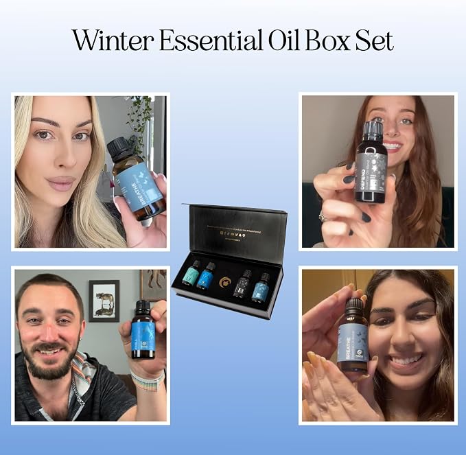 Winter Essential Oils Set for Diffuser - Large 100% Pure Holiday Essential Oil Blends Gift Set with Frost Chill Defend and