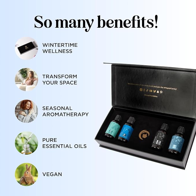 Winter Essential Oils Set for Diffuser - Large 100% Pure Holiday Essential Oil Blends Gift Set with Frost Chill Defend and