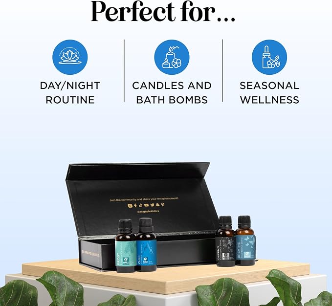 Winter Essential Oils Set for Diffuser - Large 100% Pure Holiday Essential Oil Blends Gift Set with Frost Chill Defend and