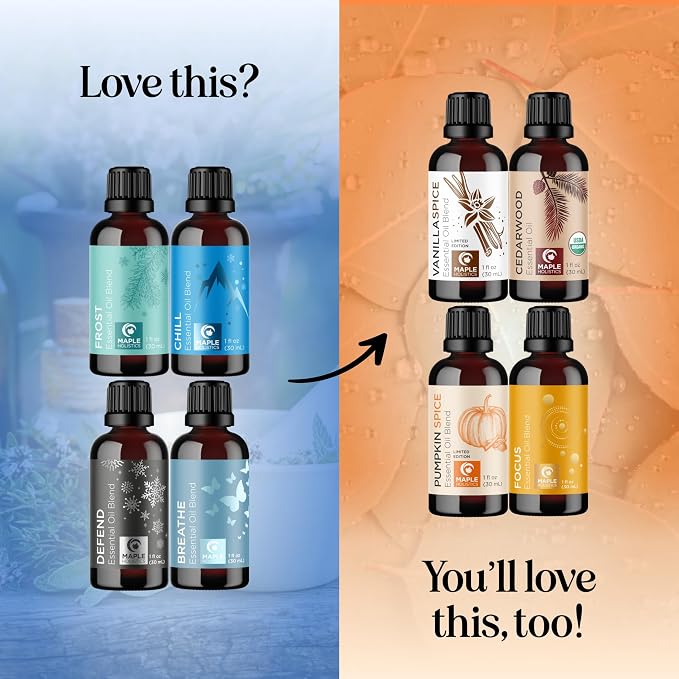 Winter Essential Oils Set for Diffuser - Large 100% Pure Holiday Essential Oil Blends Gift Set with Frost Chill Defend and