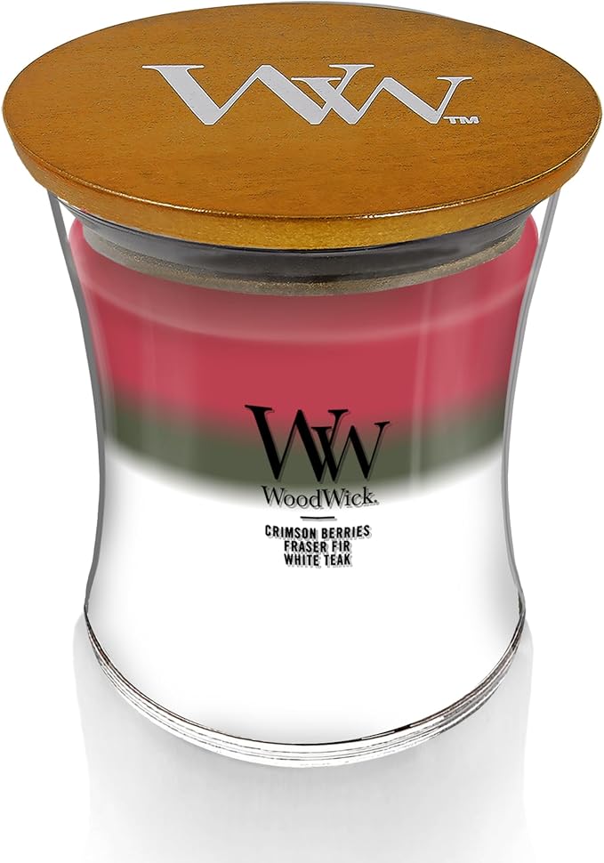 Winter Garland Trilogy Holiday Candle Gifts for Women and Men, 9.7 oz Medium Hourglass Trilogy Candle with Crackling Wick