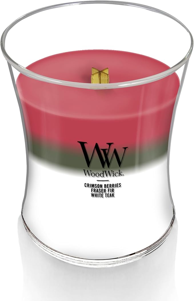 Winter Garland Trilogy Holiday Candle Gifts for Women and Men, 9.7 oz Medium Hourglass Trilogy Candle with Crackling Wick