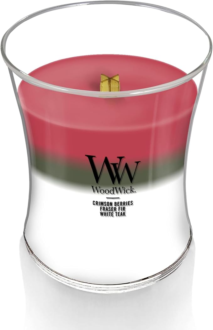 Winter Garland Trilogy Holiday Candle Gifts for Women and Men, 9.7 oz Medium Hourglass Trilogy Candle with Crackling Wick