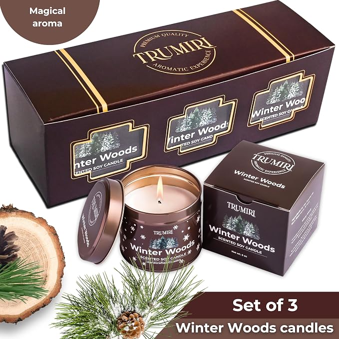 Winter Woods - Soy Candles for Home Scented - for Fall Christmas Holidays, alternate product view 2