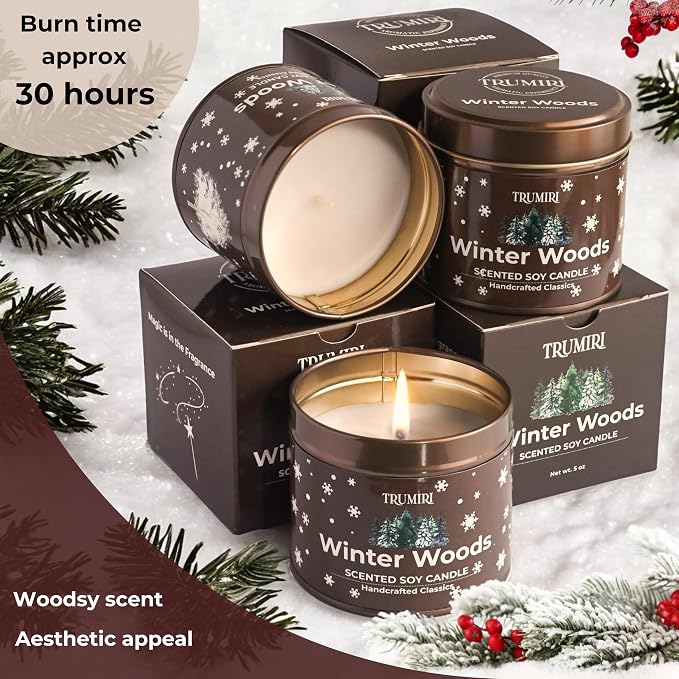 Winter Woods - Soy Candles for Home Scented - for Fall Christmas Holidays, alternate product view 4