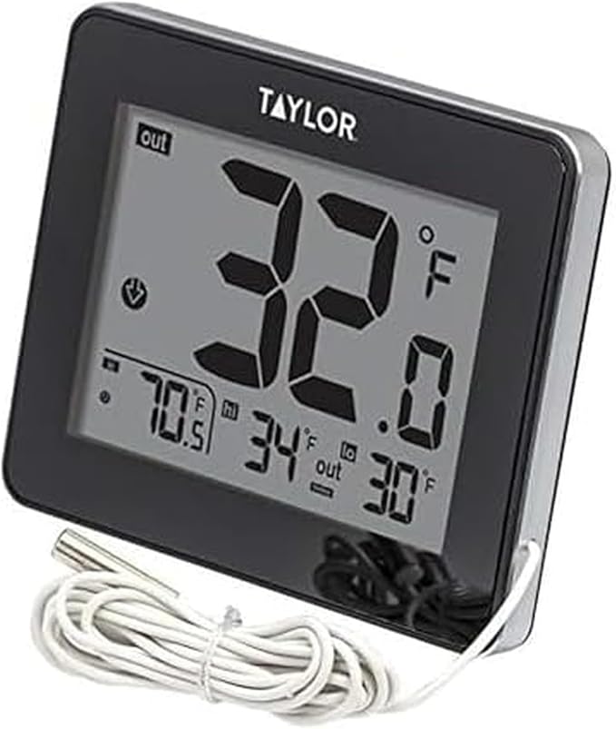 Wired Digital Indoor Outdoor Thermometer with LED Display, Wired Probe Sensor for Home, Greenhouse, Nursery, and Indoor Use