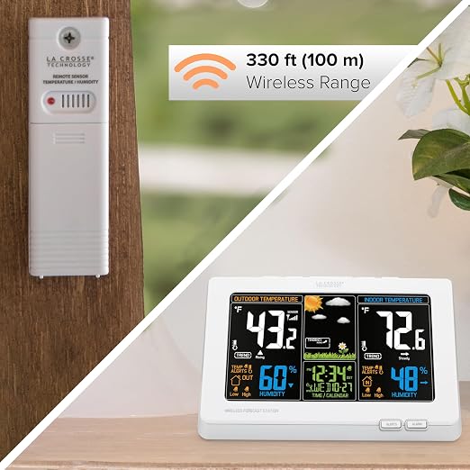 Wireless Atomic Digital Color Forecast Station with Alerts, White (308-1414W), alternate product view 2