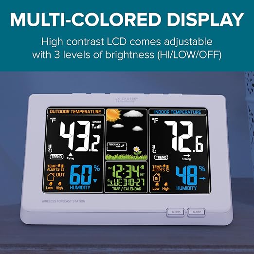 Wireless Atomic Digital Color Forecast Station with Alerts, White (308-1414W), alternate product view 4