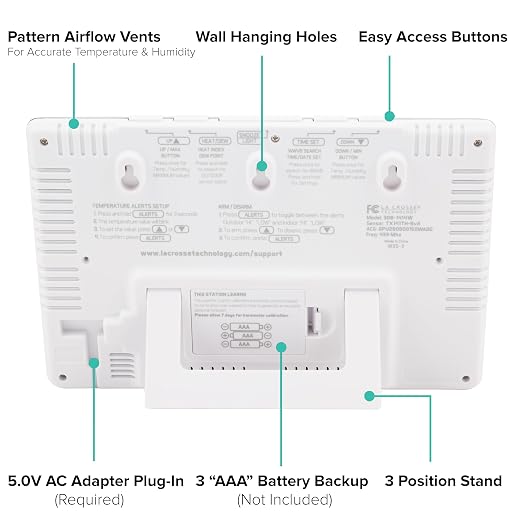 Wireless Atomic Digital Color Forecast Station with Alerts, White (308-1414W), alternate product view 5