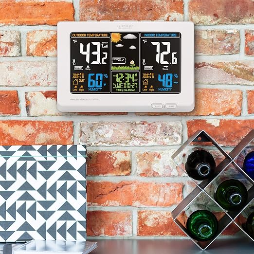 Wireless Atomic Digital Color Forecast Station with Alerts, White (308-1414W), alternate product view 6