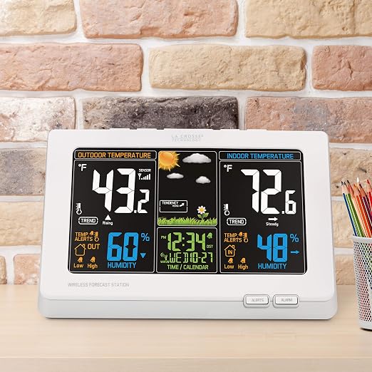 Wireless Atomic Digital Color Forecast Station with Alerts, White (308-1414W), alternate product view 7
