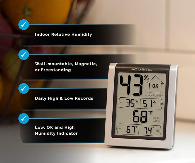 Wireless Digital Indoor Thermometer and Hygrometer Monitor for Indoor Temperature and Humidity Measurements (00613)