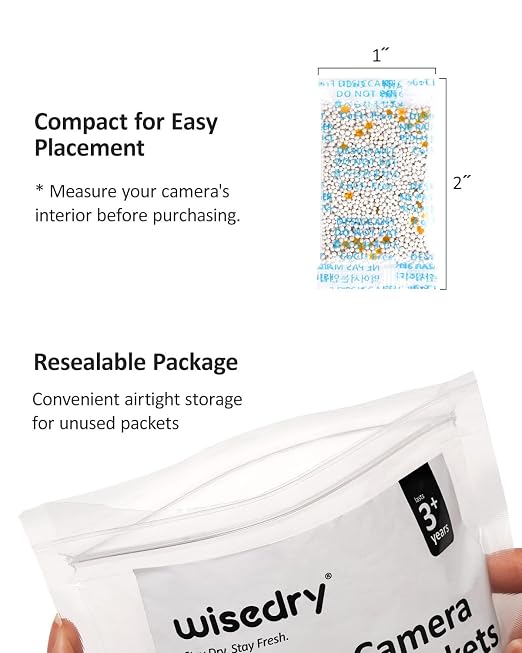 3 Grams [20 Packets] Premium Camera Desiccant Packets with Color Indicating Beads, 70% High Moisture, alternate view