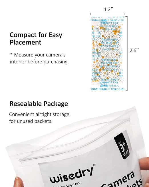 5 Grams [20 Packets] Premium Camera Desiccant Packets with Color Indicating Beads, 70% High Moisture Absorption
