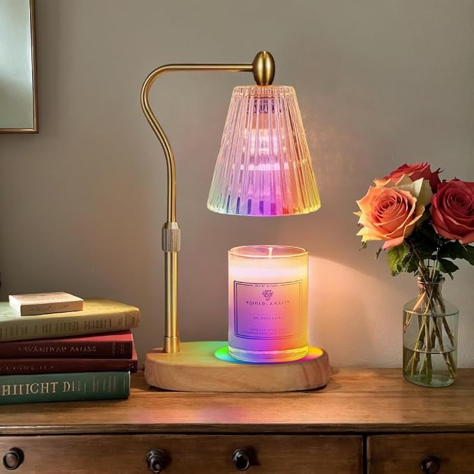 with 7 LED Colors Changing,Candle Warmer with Timer Dimmer, Electric Candle Lamp with Adjustable Height Home Decor for