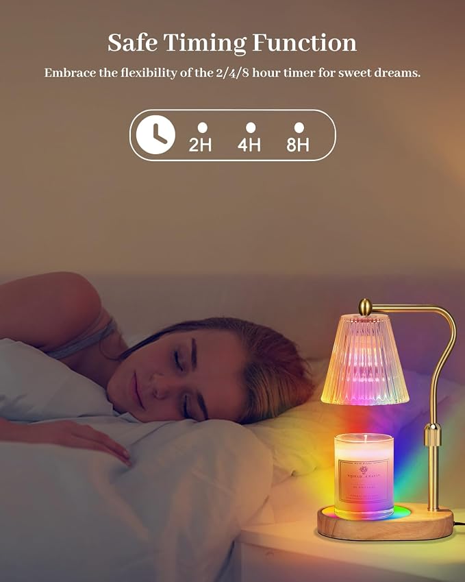 with 7 LED Colors Changing,Candle Warmer with Timer Dimmer, Electric Candle Lamp with Adjustable Height Home Decor for