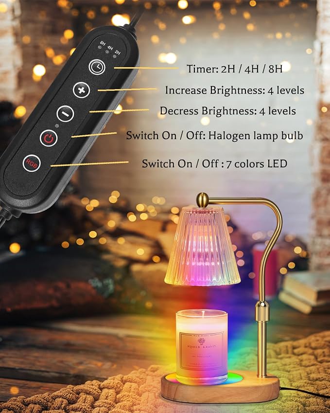 with 7 LED Colors Changing,Candle Warmer with Timer Dimmer, Electric Candle Lamp with Adjustable Height Home Decor for