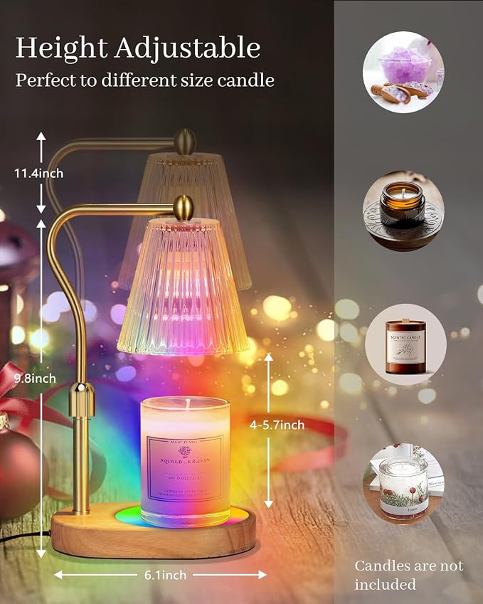 with 7 LED Colors Changing,Candle Warmer with Timer Dimmer, Electric Candle Lamp with Adjustable Height Home Decor for