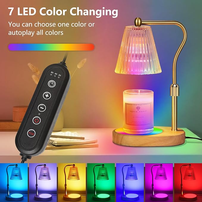 with 7 LED Colors Changing,Candle Warmer with Timer Dimmer, Electric Candle Lamp with Adjustable Height Home Decor for