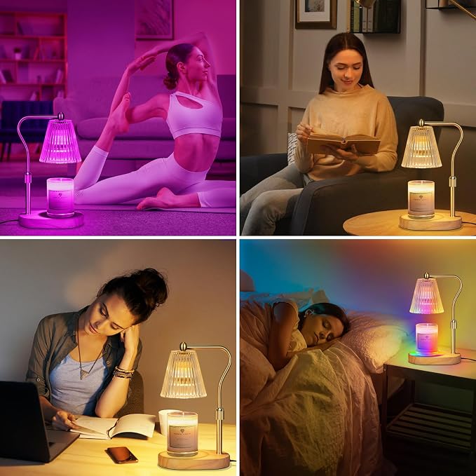 with 7 LED Colors Changing,Candle Warmer with Timer Dimmer, Electric Candle Lamp with Adjustable Height Home Decor for