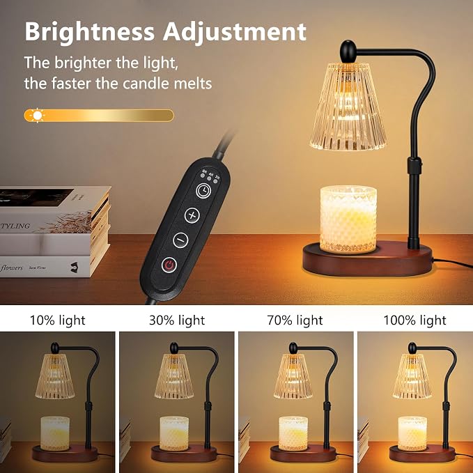 with Dimmer, Candle Warmer with Timer Adjustable Height for Scented Wax Jar Candles, alternate product view 2