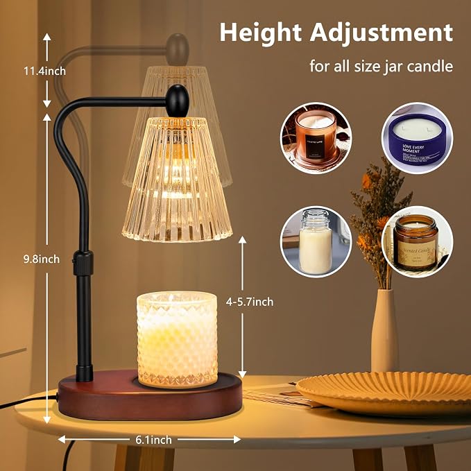 with Dimmer, Candle Warmer with Timer Adjustable Height for Scented Wax Jar Candles, alternate product view 4