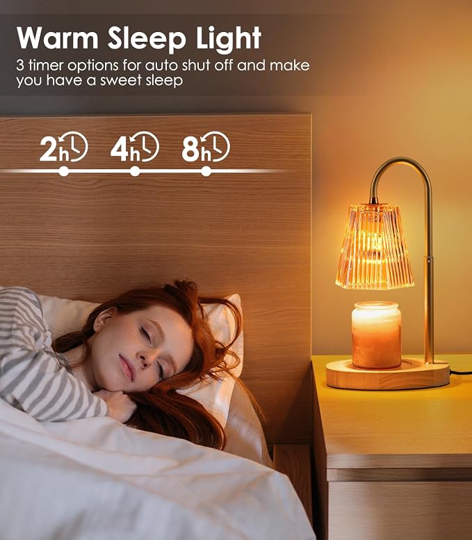 with Timer - Adjustable Height Candle Warmer Lantern with Timer, Dimmable, Home Decor, Wax Melts Warmer for Jar Candles with
