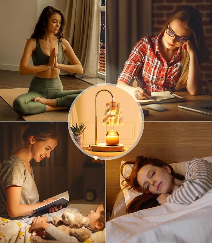 with Timer - Adjustable Height Candle Warmer Lantern with Timer, Dimmable, Home Decor, Wax Melts Warmer for Jar Candles with