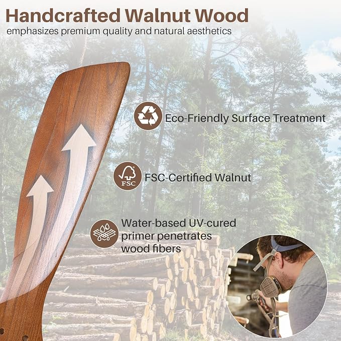 Wood Ceiling Fan no Light, Walnut, 52" Ceiling Fan Without Light, Remote Control, Solid Wood 3 Blade Ceiling Fans, Bedroom