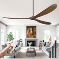 Wood Ceiling Fans without Lights, 84 Inch Extra Large Ceiling Fan no Light with Remote, High CFM Indoor Outdoor Ceiling Fan