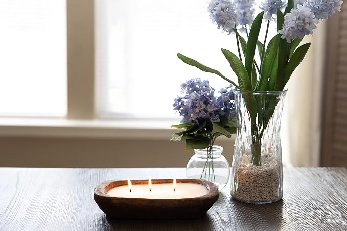 Wood Dough Bowl Candles | 100% Natural Soy Wax & Essential Oil Infused | Odor Eliminating + Pet Safe | Scented, alternate