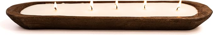 Wood Dough Bowl Candles | 100% Natural Soy Wax & Essential Oil Infused | Odor Eliminating + Pet Safe | Scented, alternate