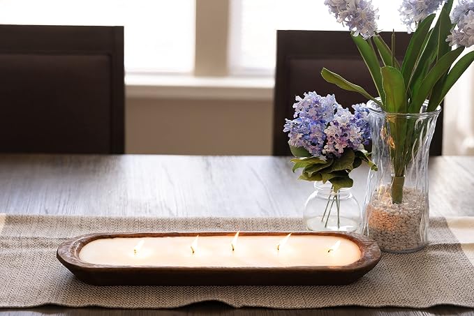 Wood Dough Bowl Candles | 100% Natural Soy Wax & Essential Oil Infused | Odor Eliminating + Pet Safe | Scented, alternate