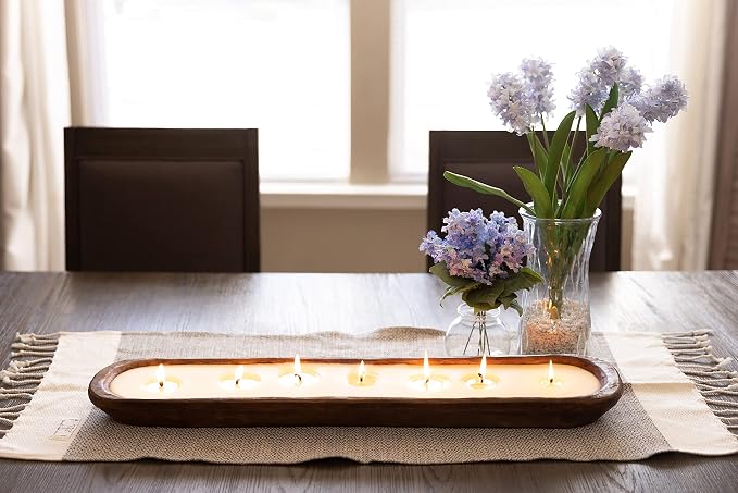 Wood Dough Bowl Candles | 100% Natural Soy Wax & Essential Oil Infused | Odor Eliminating + Pet Safe | Scented, alternate