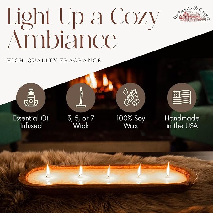 Wood Dough Bowl Candles | 100% Natural Soy Wax & Essential Oil Infused | Odor Eliminating + Pet Safe | Scented, alternate
