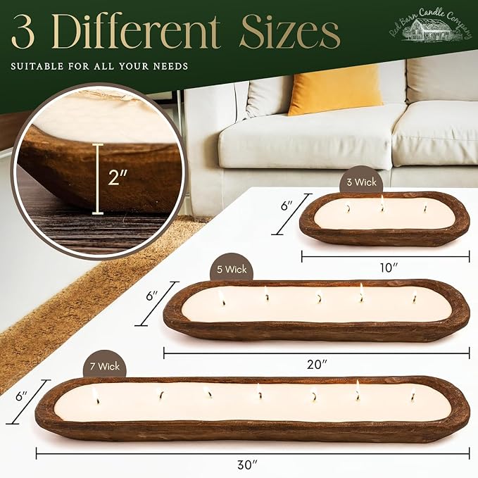 Wood Dough Bowl Candles | 100% Natural Soy Wax & Essential Oil Infused | Odor Eliminating + Pet Safe | Scented, alternate