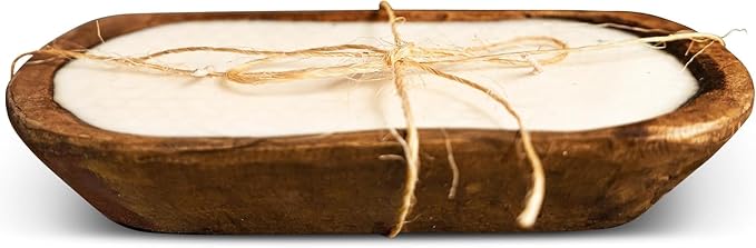 Wood Dough Bowl Candles | 100% Natural Soy Wax & Essential Oil Infused | Odor Eliminating + Pet Safe | Scented, alternate