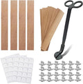 Wooden Candle Wicks with Wick Trimmer Cutter Crackling Candle Wicks kit 5.1 X 0.5 Inch Natural Candle Wood Wicks with Stand