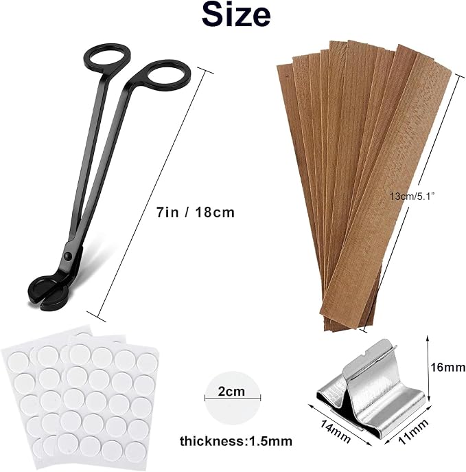 Wooden Candle Wicks with Wick Trimmer Cutter Crackling Candle Wicks kit 5.1 X 0.5 Inch Natural Candle Wood Wicks with Stand